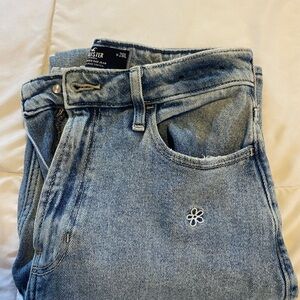 Hollister Light Blue Denim Jeans with Floral Detail
